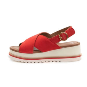 Ara Denver Women's Platform Suede Criss Cross Sandal in Coral Size 7.5 New